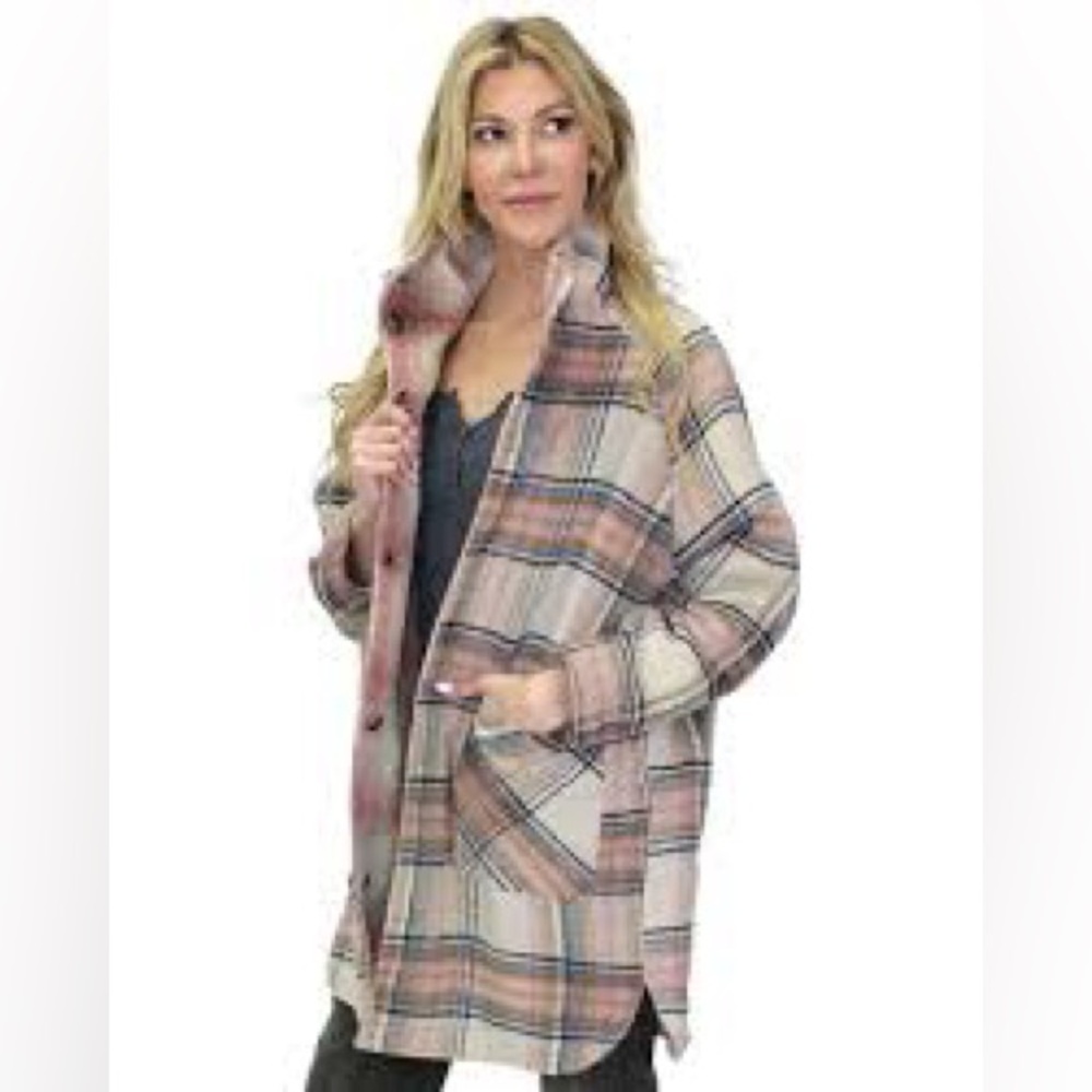 2-1 reversible plaid casual career jacket sz M
